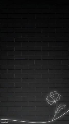 Neon Lights Flower On Black Brick Wall Mobile Phone Wallpaper