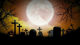Cartoon Graveyard Background Halloween With