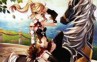 Wallpaper Art Tearfish Girl Horse Animal Sky Clouds Sea Nature