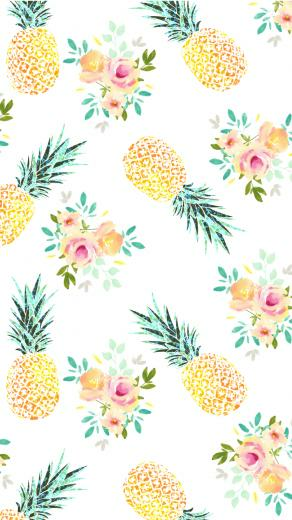 iPhone Wallpaper Background Cute Yellow Pineapple Summer Floral