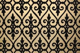 Black And Gold Flocked Damask Design Vintage Wallpaper
