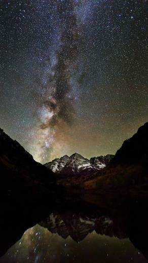 Milky Way And Maroon Bells iPhone Wallpaper