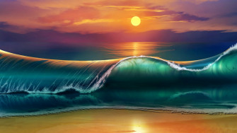 Beach At Sunset 4k Wallpaper