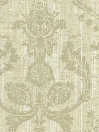 Soft Gold Rustic Damask Medallion Wallpaper Traditional