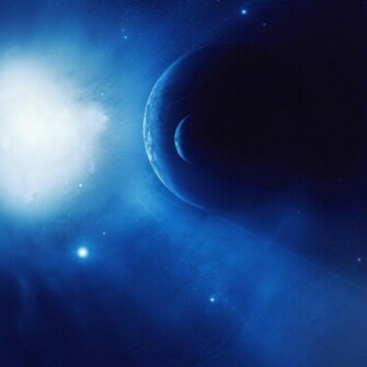 Planets In Blue Space iPad Wallpaper