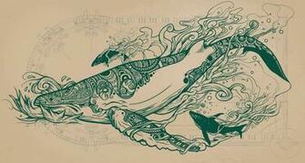 Flying Whales Art Tattoo Drawings
