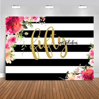 Amazon Mehofoto Fifty And Fabulous Backdrop Flower Stripes