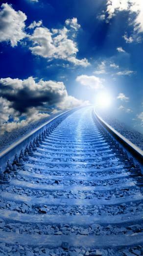Railway Tracks Blue Sky Wallpaper iPhone