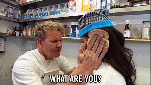 Hell S Kitchen Chef Gordon Ramsay Putting Two Slices Of Bread On