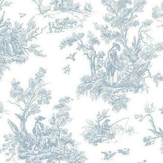 Wallpaper Sample Soft Blue French Toile