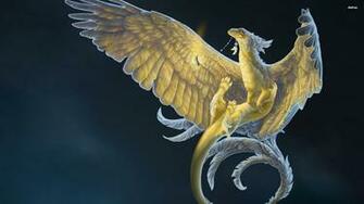 Dragon With Golden Feathers Wallpaper Fantasy