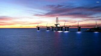 Sunset Over Burlington Pier Wallpaper World