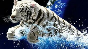 White Tiger Widescreen HD Wallpaper