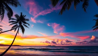 Tropical Beach Sunset Wallpaper