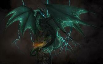 Wallpaper Green Dragon On Tower