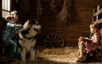 Image Little Girls Alaskan Malamute Dog Boys Children Hay