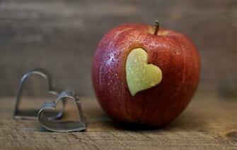 Wallpaper Drops Love Background Red Heart Apple Food Fruit
