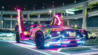 Neon Lights Lamborghini 4k Rare Gallery HD Wallpaper