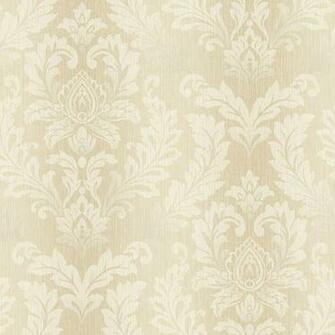 Sapphire Oasis Gold And White Tonal Damask Wallpaper