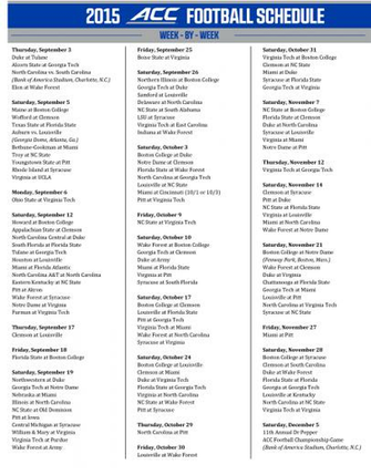 Acc Football Schedule Grid Released In Full Sbnation