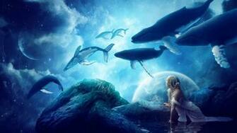 Wallpaper Dream Fantasy Girls Whales Section