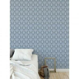 Shop Inkblot Watercolor Damask Light Blue Peel And Stick Wallpaper