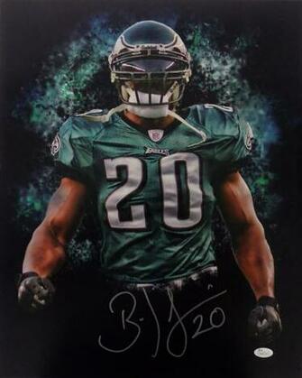 Brian Dawkins Philadelphia Eagles Signed Green Smoke Photo Jsa
