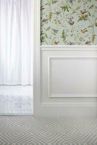 Classic Little Girl S Room With White Half Wall Wainscoting And