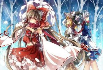 Red And White Floral Print Textile Touhou Hakurei Reimu