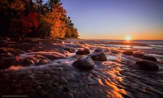 Wallpaper Hurricane River Michigan Sunset Landscape