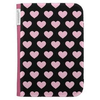 Light Pink Polka Dot Hearts Black Background Kindle 3g Covers