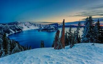 Crater Lake Oregon Mountains Sunset Landscape Wallpaper