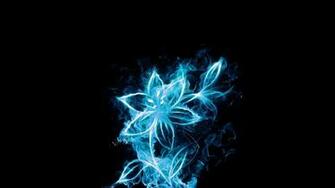 Blue Flowers Glow Fire Flower Wallpaper