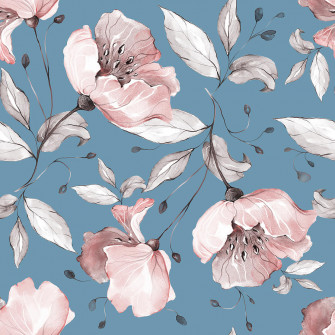 Seamless Pattern With Spring Flowers And Leaves Hand Drawn