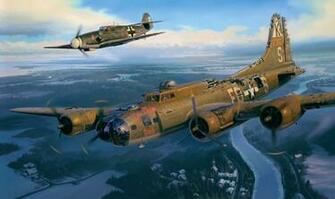 Bf Ww2 War Art Painting Airplane Aviation Wallpaper