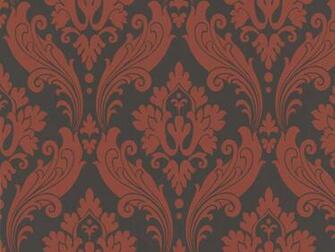 Delivery On Kelly Hoppen Vintage Flock Burnt Orange Damask Wallpaper