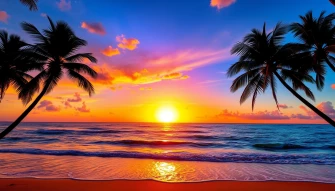 Tropical Beach Sunset Wallpaper