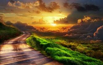 Wallpaper Country Road At A Beautiful Sunset