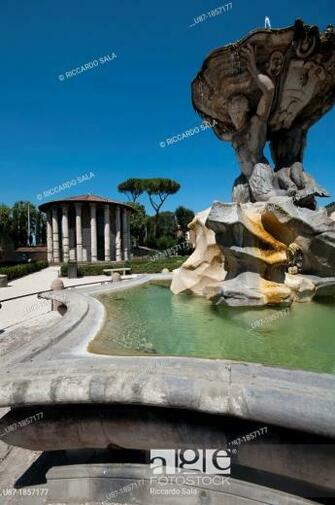 Italy Lazio Rome Bocca Della Verit Square Triton Fountain By
