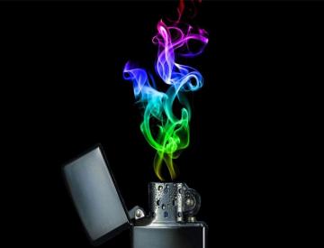 Rainbow Fire With Lighter Tattoos Tattoo