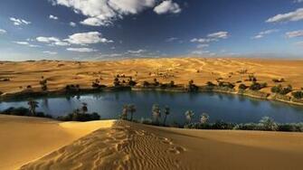 Desert Oasis Water Landscape Cgi 3d Wallpaper