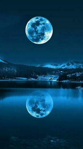 Blue Moon Over Water Wallpaper Drawings In Pictures