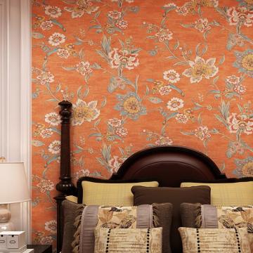 Vintage Retro Orange Big Flower Wallpaper Mural Luxury 3d