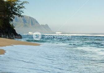 Hideaways Beach Near Hanalei In Kauai With The Na Pali Mountain