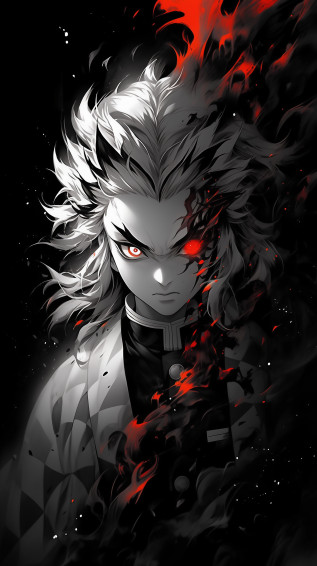 Kyojuro Rengoku Manga Style Phone Wallpaper By Patrika