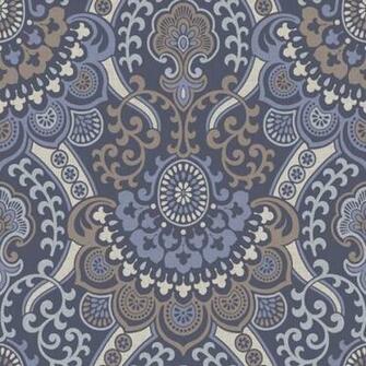 Galerie Paradisio Wallpaper Blue Brown Purple White Paisley Damask