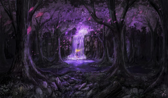 Blonde Fairy In Magical Purple Forest Wallpaper