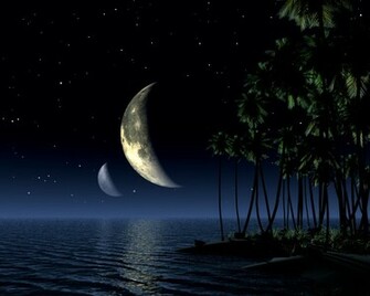 Moon Landscape Lakes Mountains Nature Wallpaper 3d