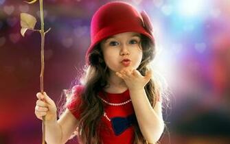 Cute Little Girl Send Kiss X Close