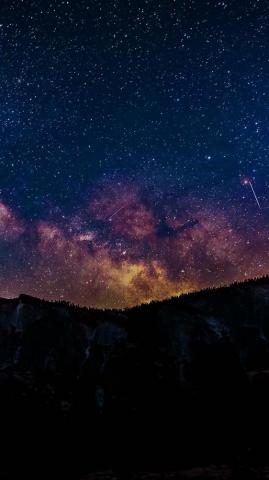 Aurora Star Night Sky Space Blue Mountain Dark iPhone